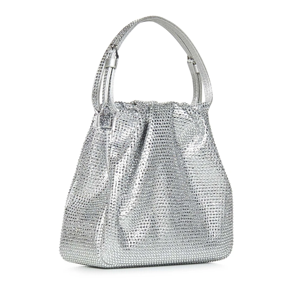 Amina Muaddi Elegante Zilveren Kristal Handtas Gray Dames