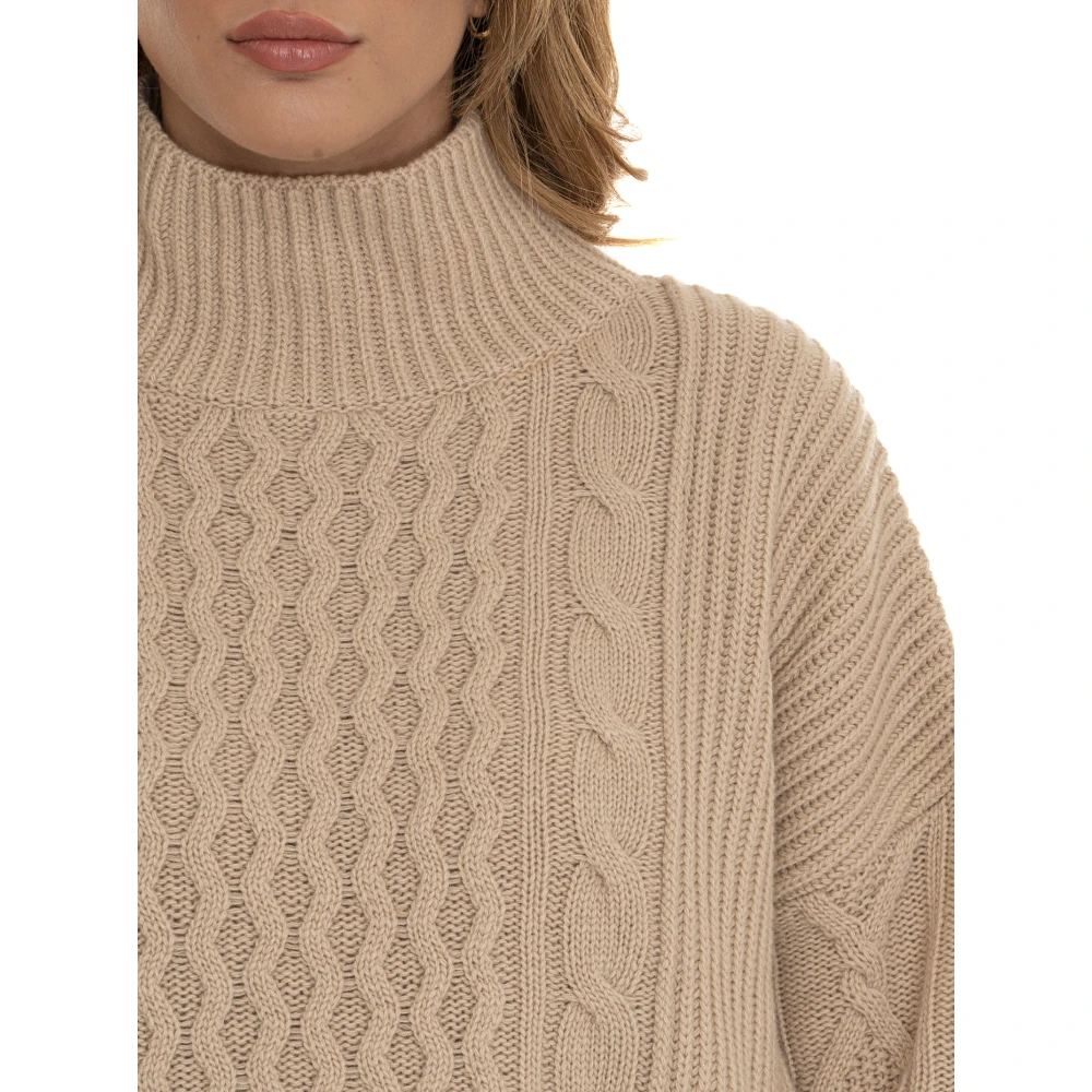 Max Mara Studio Geweven Effect Veneto Pullover met splitten Beige Dames