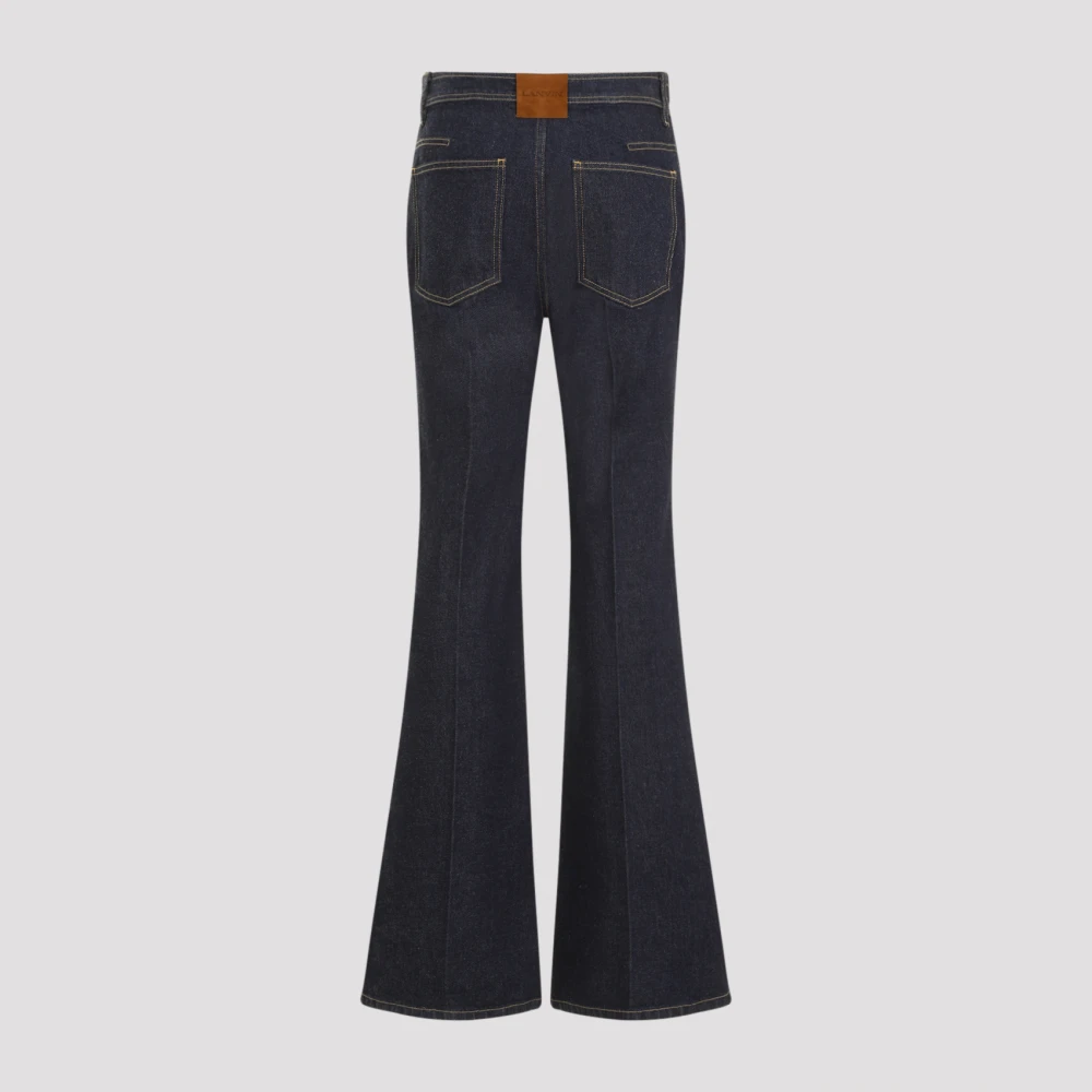 Lanvin Navy Blue Wide Leg Denim Trousers Blue Dames