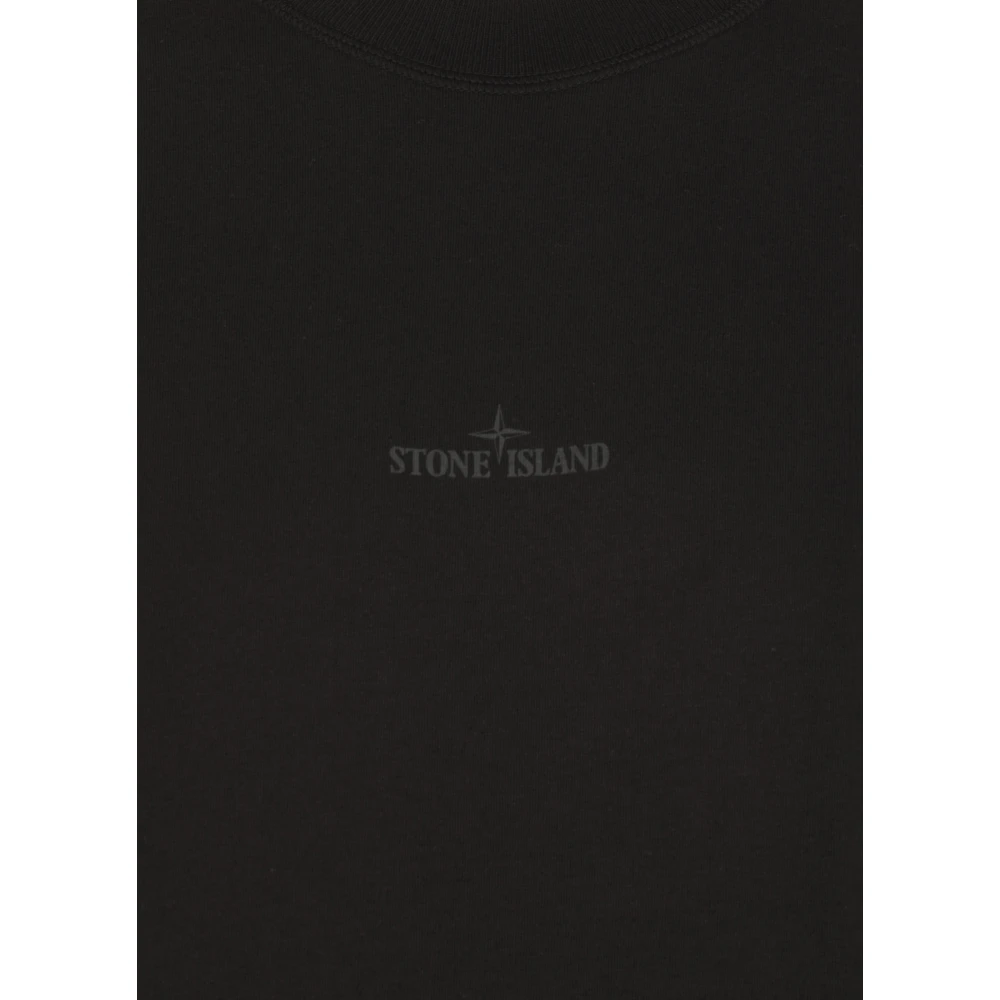 Stone Island Zwarte Katoenen T-shirt met Logo Black Heren
