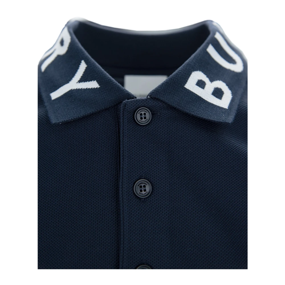 Burberry Wit Basic Polo Shirt met Logo Blue Heren