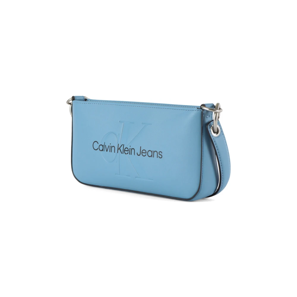 Calvin Klein Jeans Schoudertas van imitatieleer met reliëflogo Blue Dames