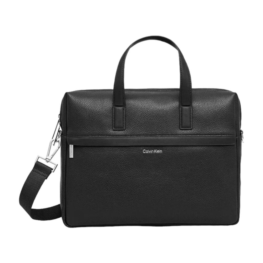 Calvin Klein Zwarte Rits Schouder Handtas Eenvoudige Stijl Black Heren