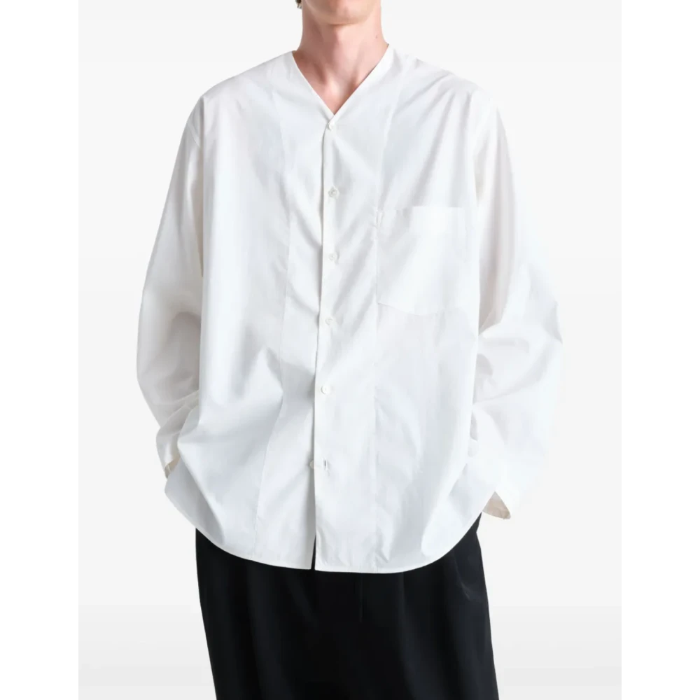 Lemaire Krijt V-hals Shirt White Heren