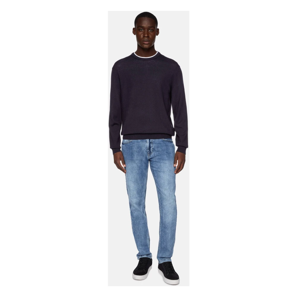 Boggi Milano Blauwe Denim 5 Zakken Blue Heren