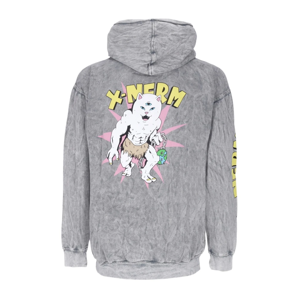 Ripndip Houtskool Mineraal Was Hoodie met X-nerm Print Gray Heren