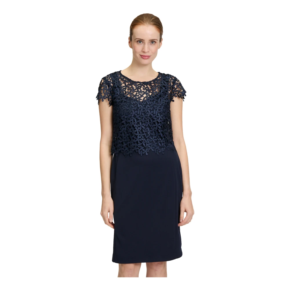 Vera Mont Kanten kokerjurk Blue Dames