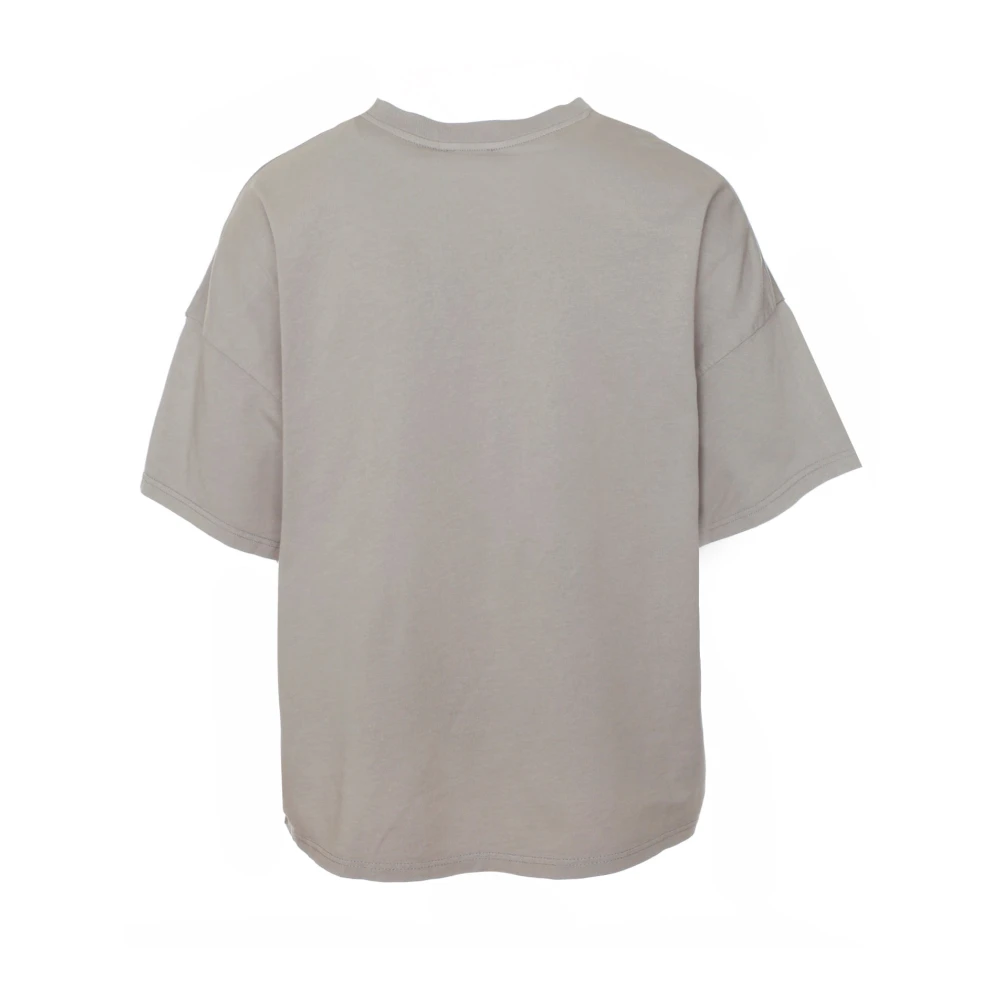 American vintage Casual Geribbeld T-shirt Gray Heren