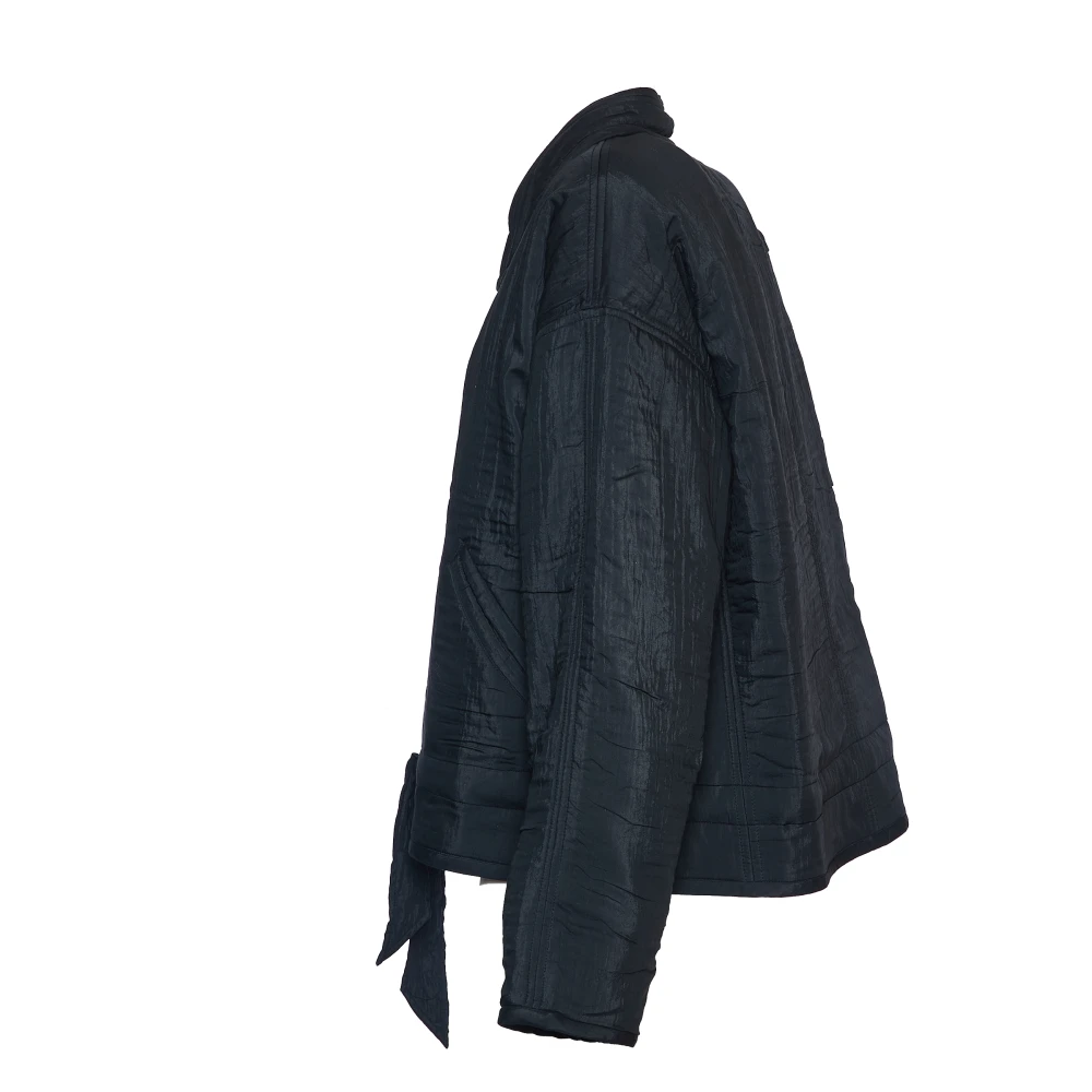 Isabel marant Zwarte Gewatteerde Jas met Ronde Kraag Black Dames