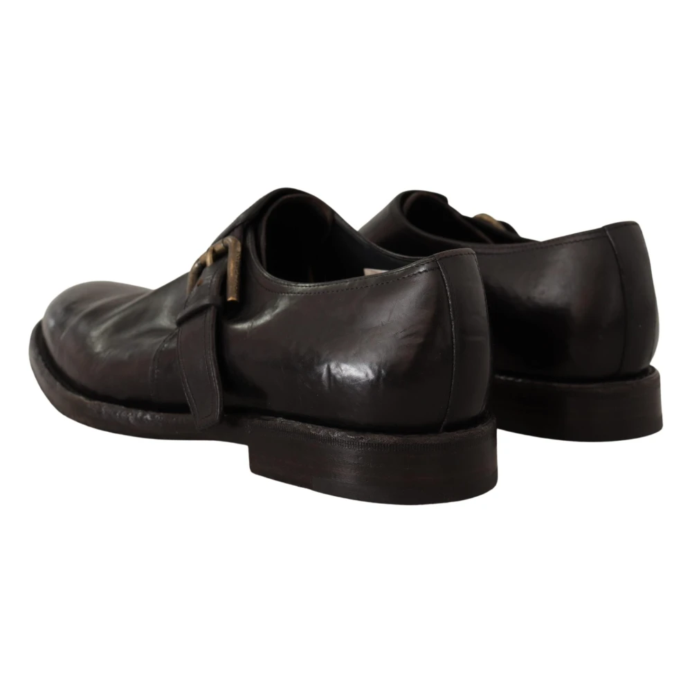 Dolce & Gabbana Vintage Zwarte Leren Monk Strap Schoenen Black Heren