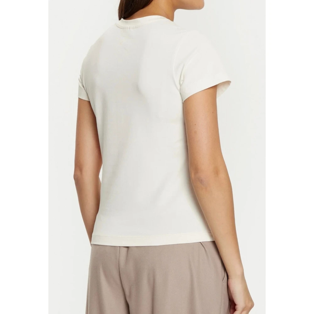 Guess Ecru Ronde Hals Korte Mouw T-Shirt White Dames