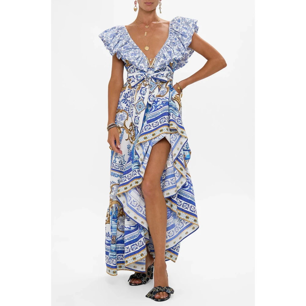 Camilla Frill Neck Jurk met Hardware Azul Adventures Blue Dames