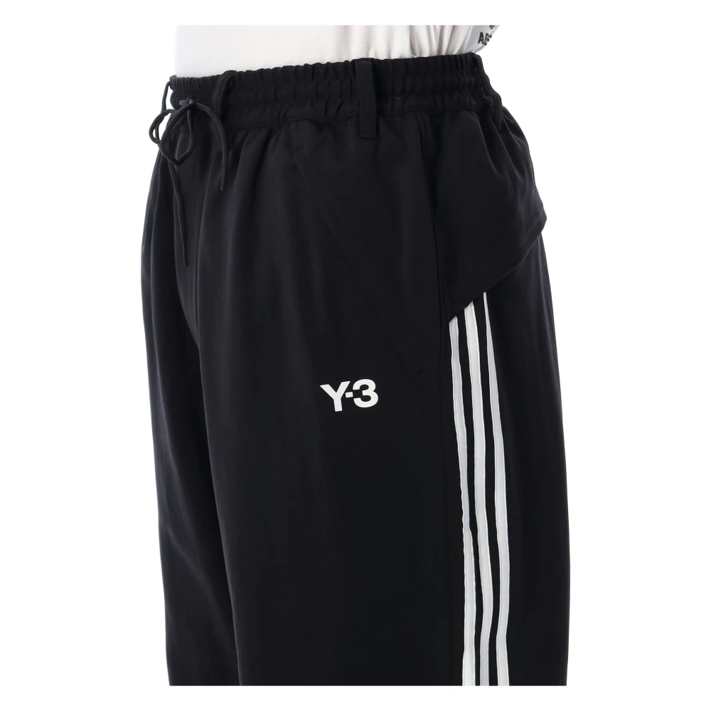 Y-3 Zwarte 3-Stripes Cuffed Trainingsbroek Black Heren
