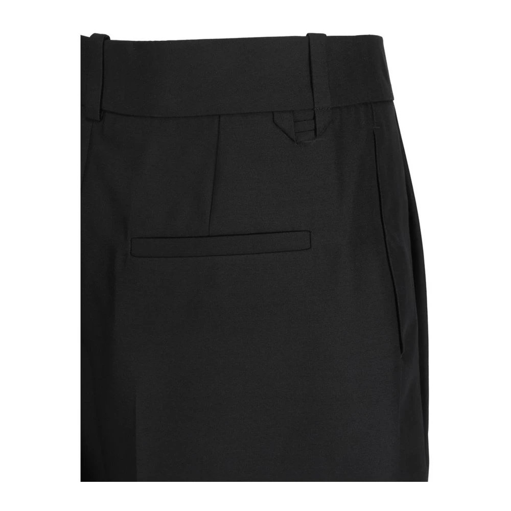 Jacquemus Wijde wollen broek met rits Black Dames