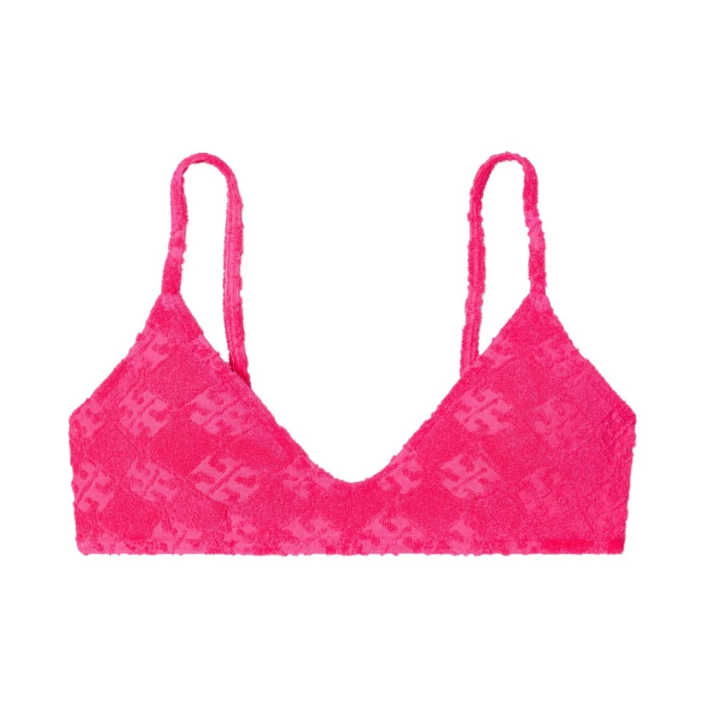 Tory Burch Women's Pink Fuchsia Sea Clothing With Logo Pattern - Bikinis - S - Swimwear