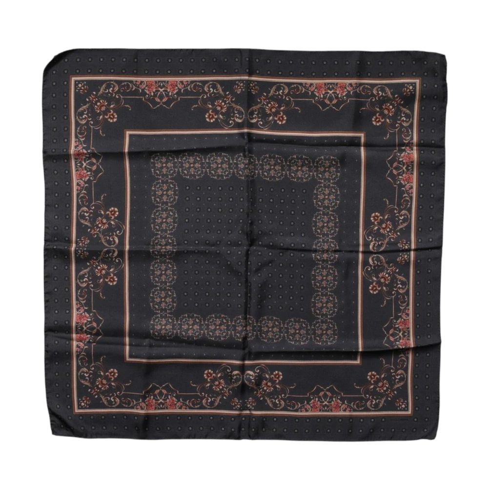 Dolce & Gabbana Women's Black Patterned Square Foulard Scarf