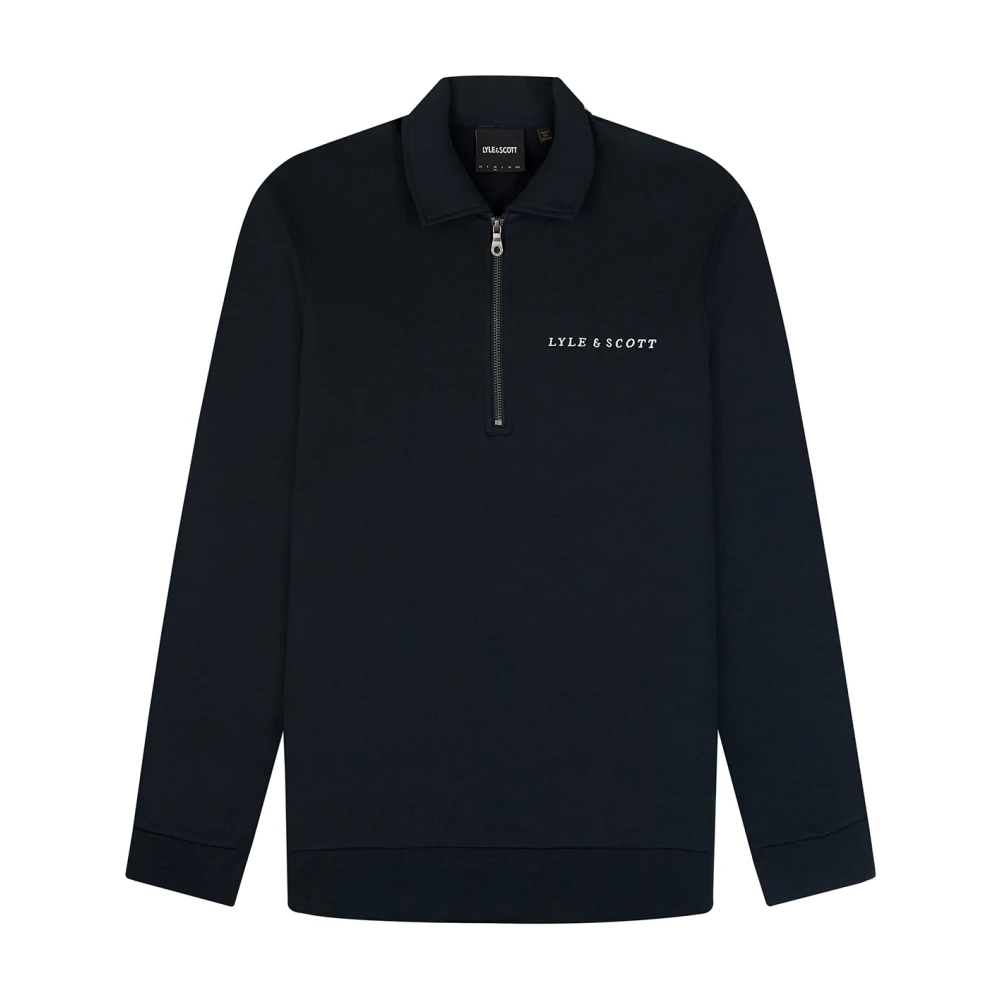 Lyle & Scott Broderad Sweatshirt med Krage Blue, Herr