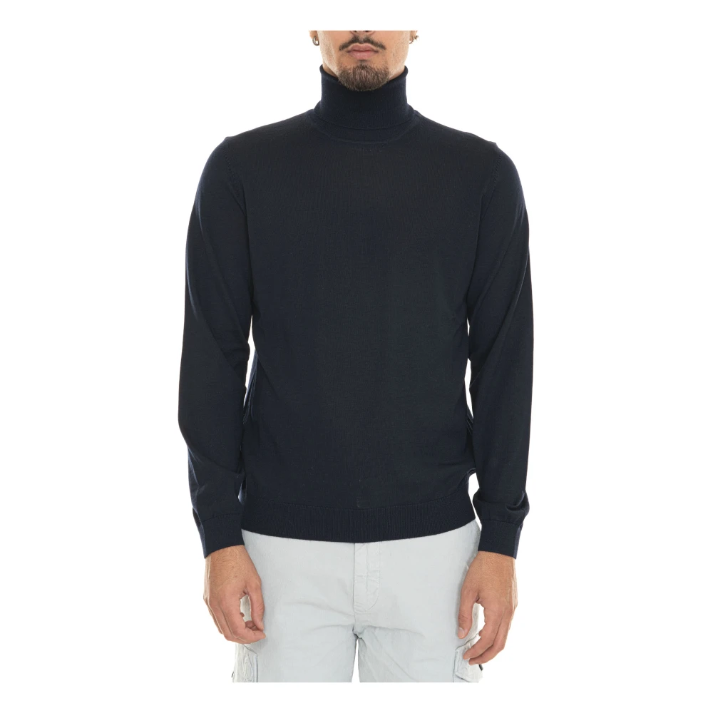 Boss Turtleneck Pullover met Gestikt Logo Blue Heren