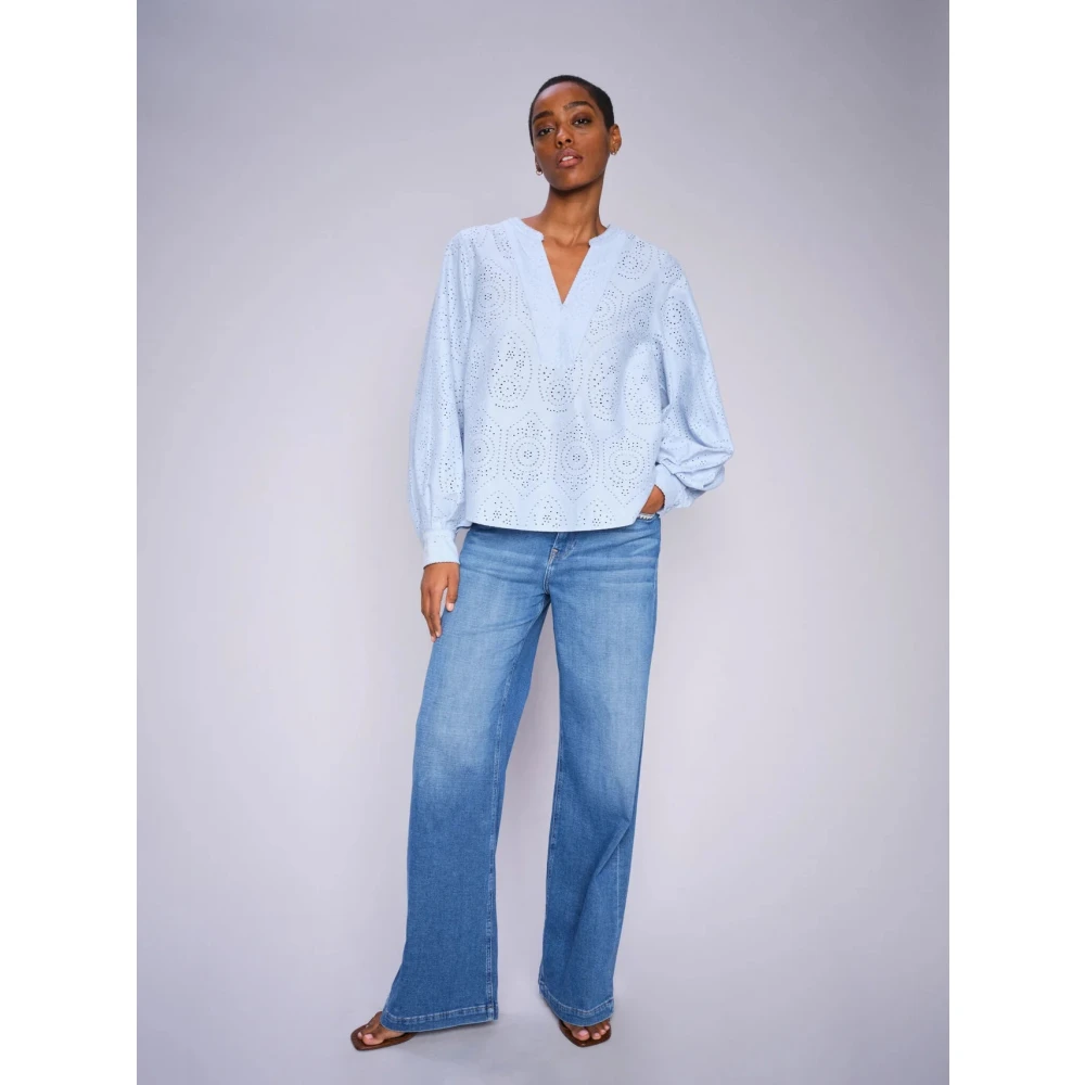 MOS MOSH Flatterende High-Waist Wide-Leg Jeans Blue Dames