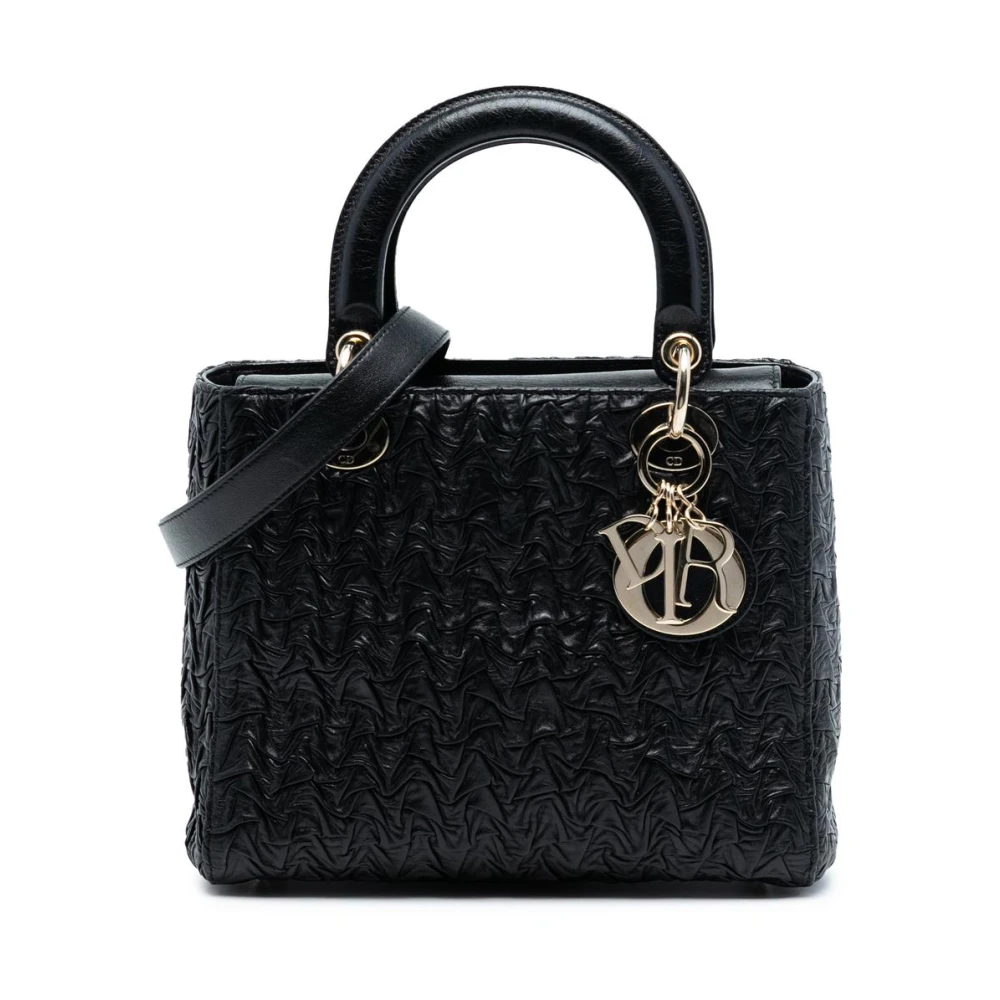 Dior Vintage Women's Black Pre-Owned Structured Leather Handbag