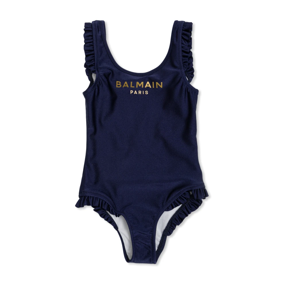 Balmain Unisex Kids Blue One-Piece Swimsuit With Logo - Kids Swimsuits - 10 Y - Kids