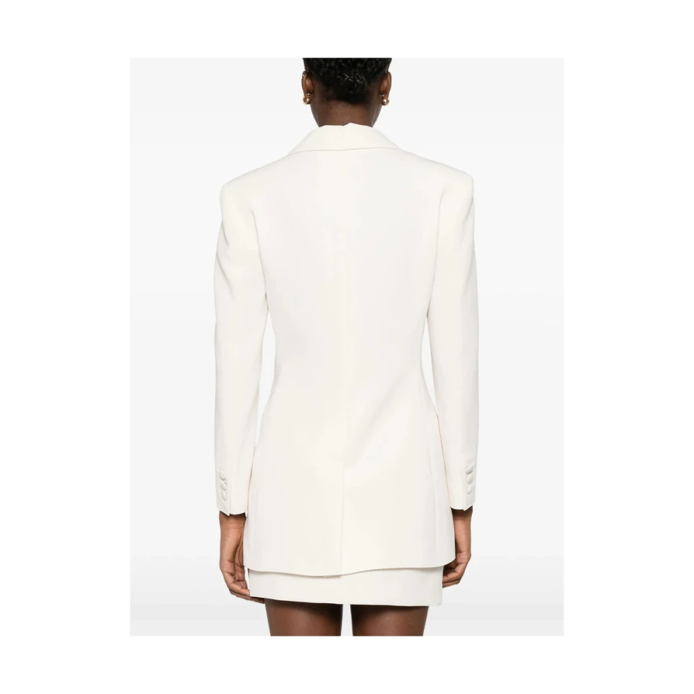 Marella Witte Double-Breasted Jas met Schoudervullingen White Dames
