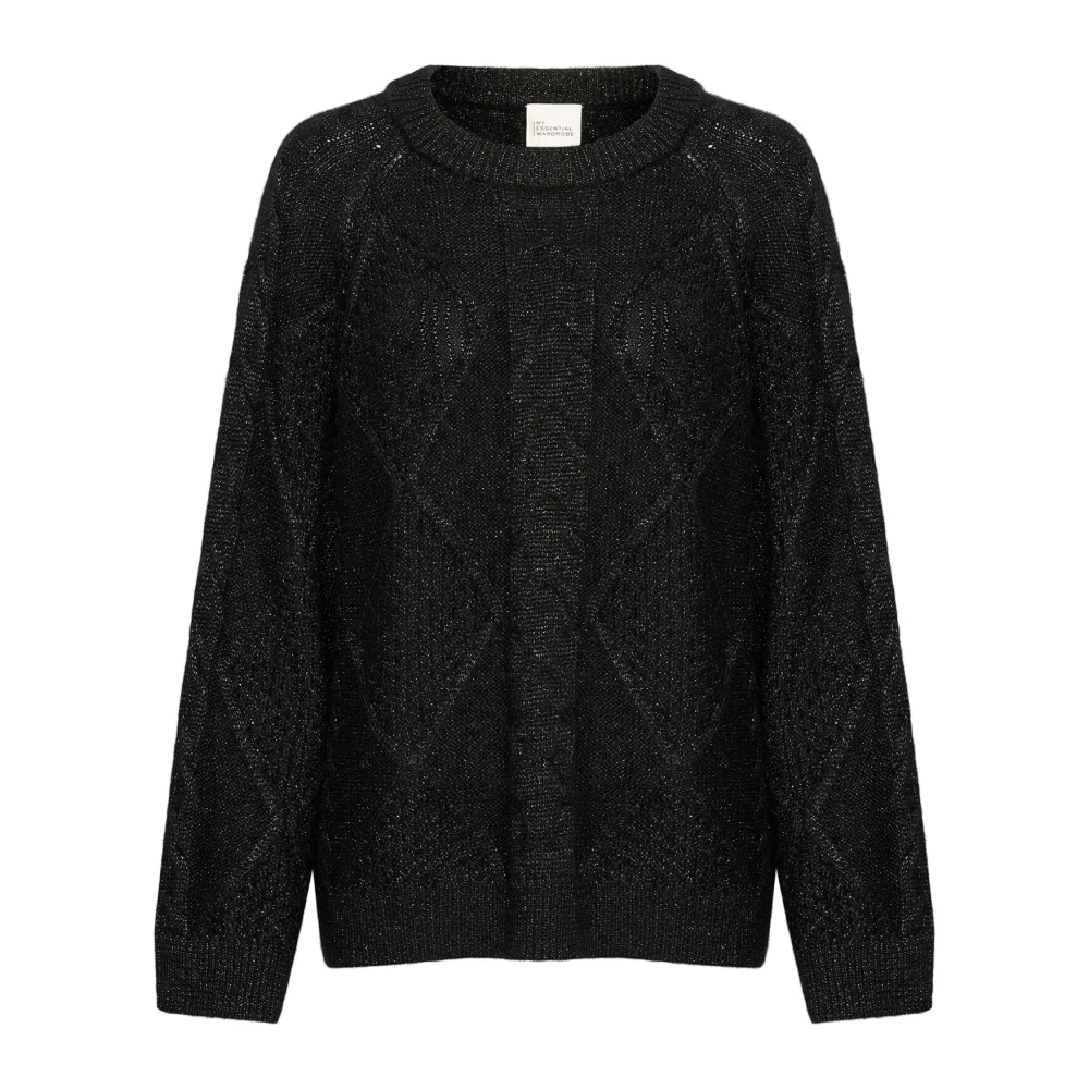 My Essential Wardrobe Svart Glitter Stickad Pullover Tröja Black, Dam