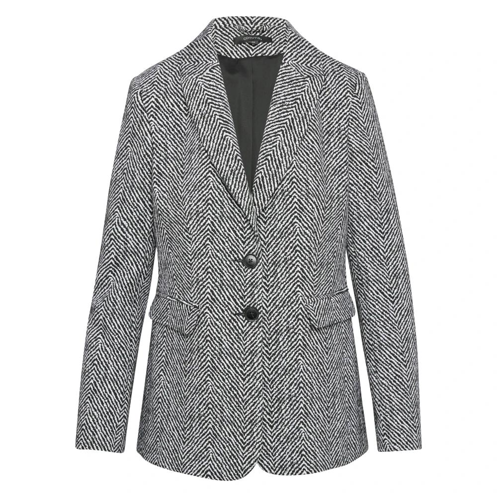 comma Gestructureerde Jacquard Blazer Gray Dames