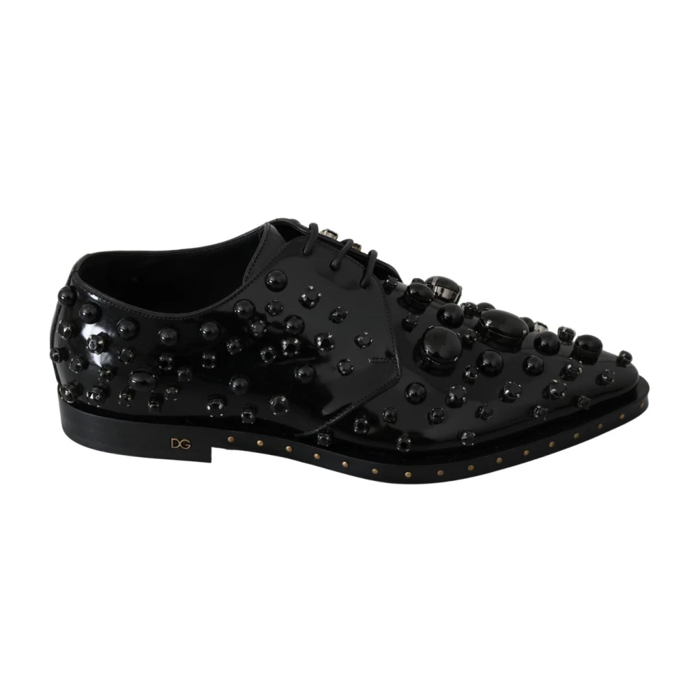Dolce & Gabbana Women's Black Embellished Patent Leather Loafers