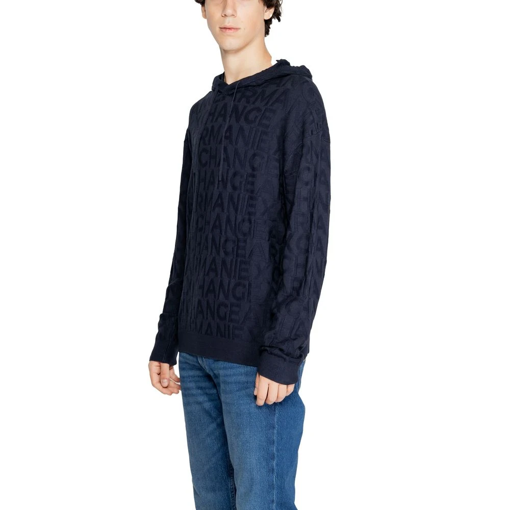 Armani Exchange Blauwe Viscose Gebreide Herfst Winter Collectie Blue Heren