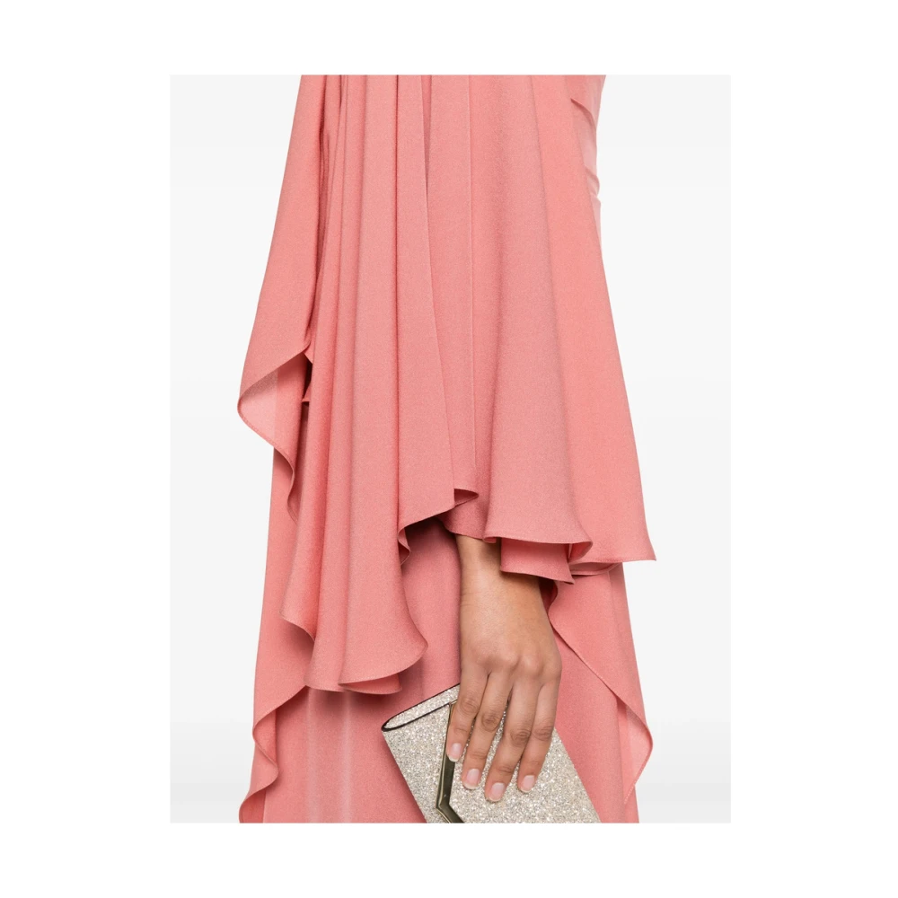 Elie Saab Poederroze Gedrapeerde Jurk met Split Pink Dames