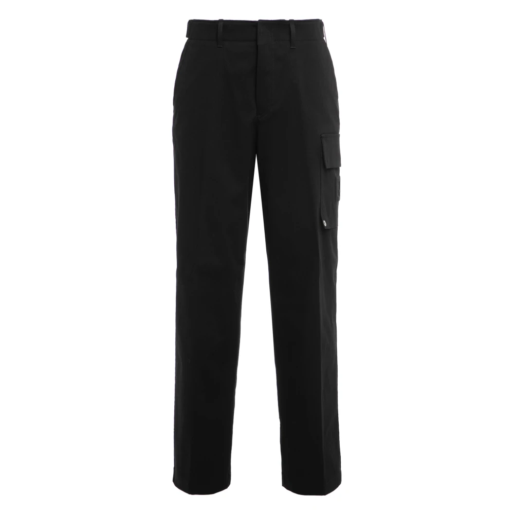 Fendi Men's Black Cotton Gabardine Trousers - Straight Trousers - M - Trousers