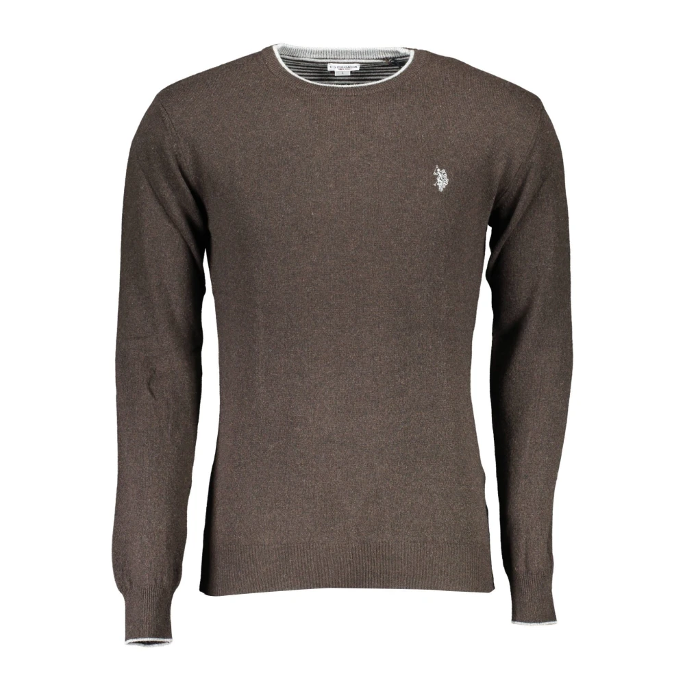 U.s. Polo Assn. Bruine Wollen Trui met Contrasterende Details Brown Heren