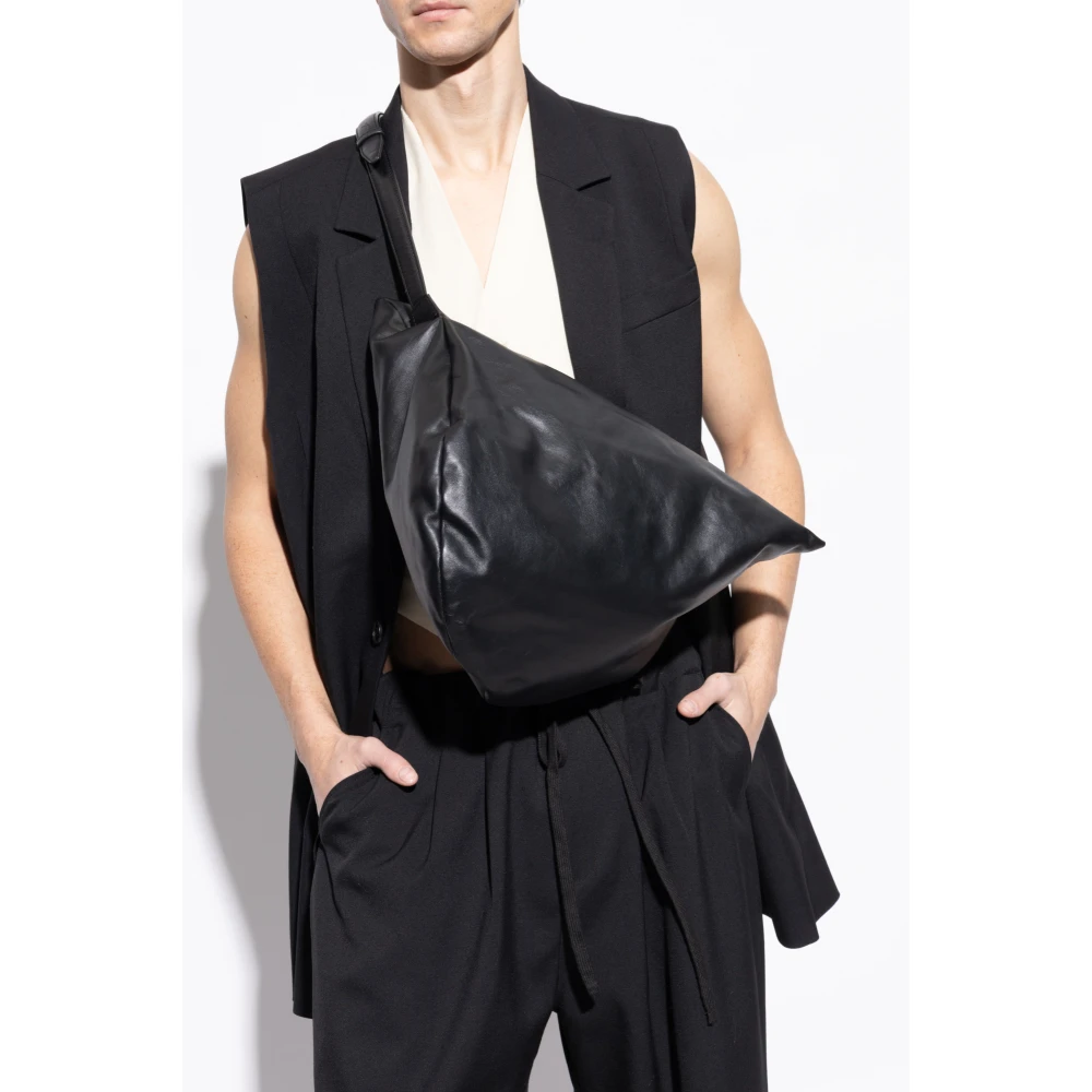 Yohji Yamamoto Leren tas Black Unisex