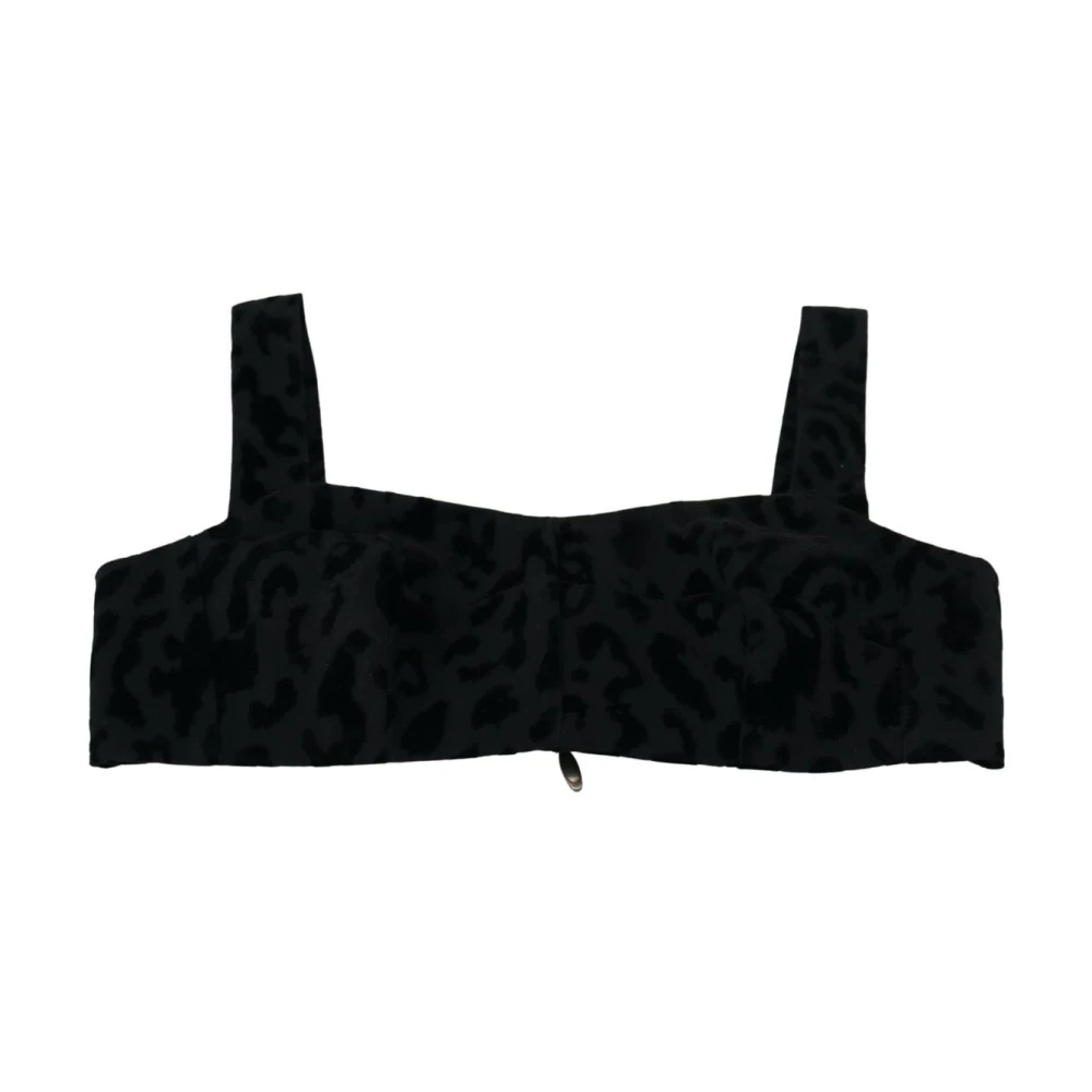 Dolce & Gabbana Leopard Cropped Bustier Corset Bra Top - Female - Bras - Black - S - Underwear - Image 3