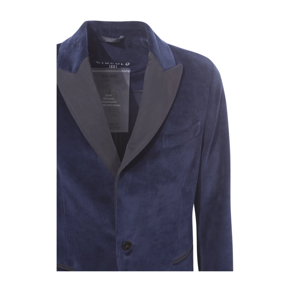 Circolo 1901 Blauwe Peak Revers Jas Italiaans Gemaakt Blue Heren