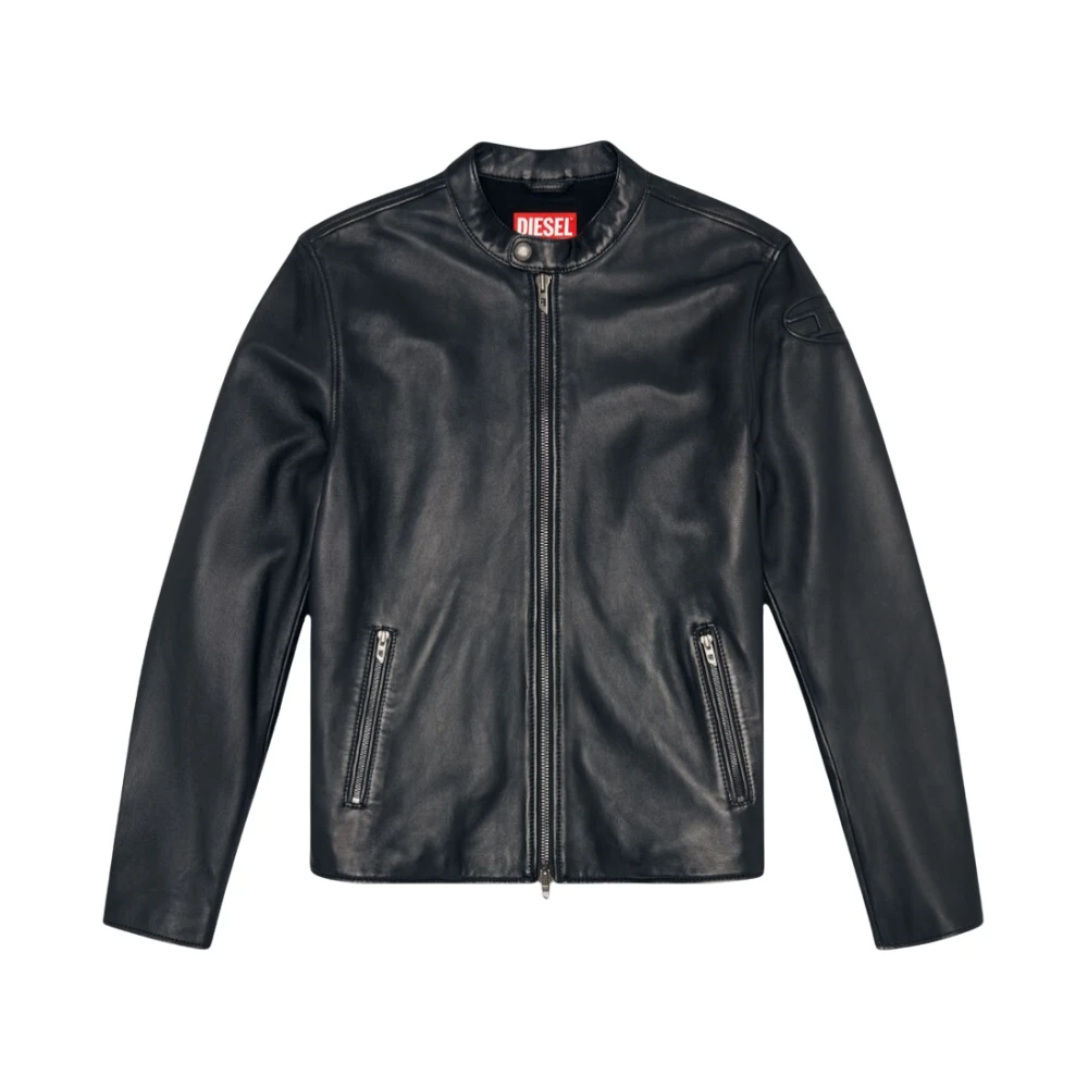 Diesel Men's Black Leather Racer Jacket - Leather Jackets - S - Jackets