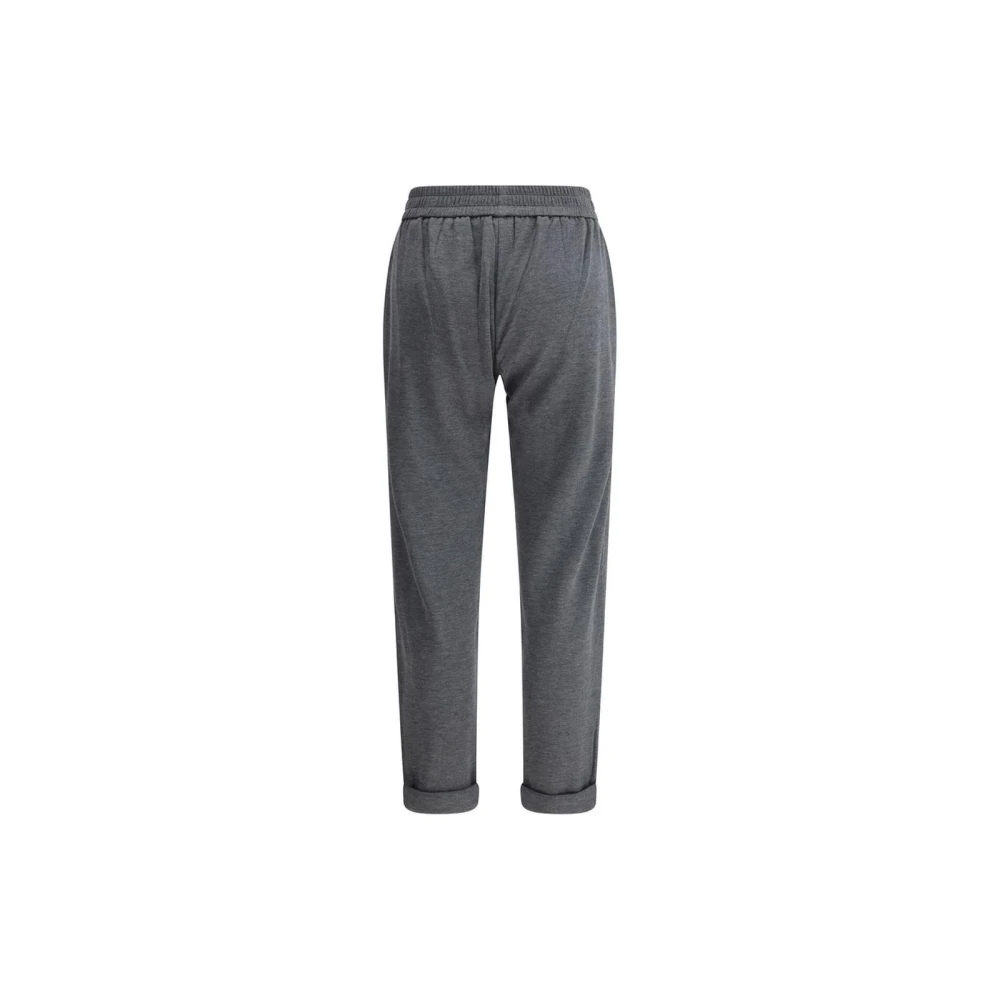 BRUNELLO CUCINELLI Sprankelende Juwelen Katoenen Broek Gray Dames