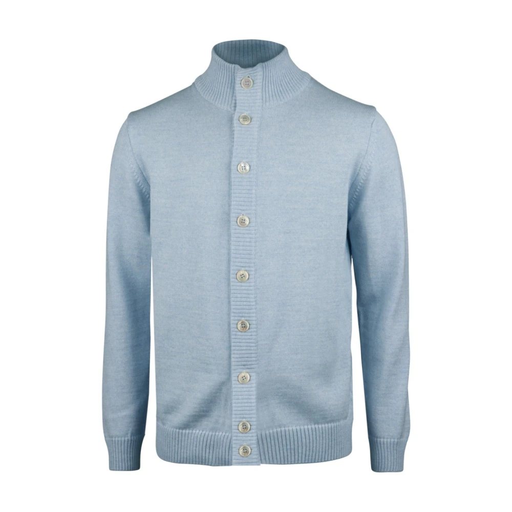 Stenströms Merino Wol Vest met parelmoer knopen Blue Heren