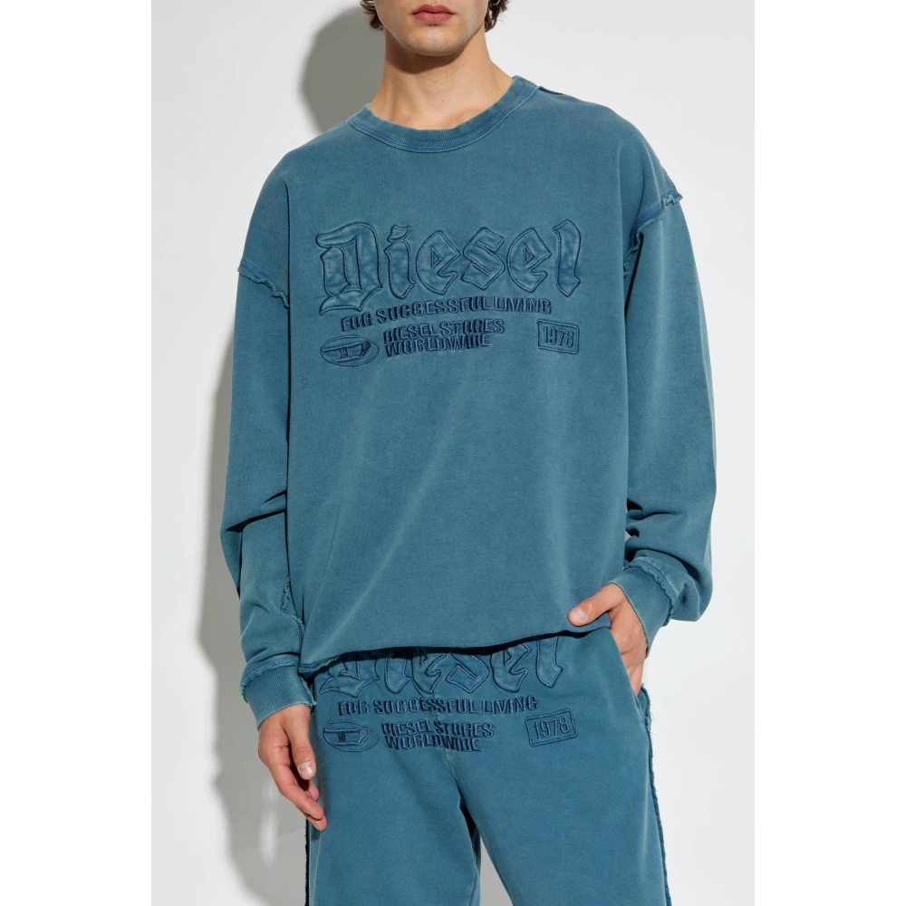 Diesel Hoodie S-Boxt-Raw Blue Heren