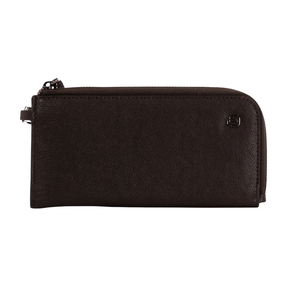 Piquadro Leren clutch portemonnee met ritssluiting Brown Dames
