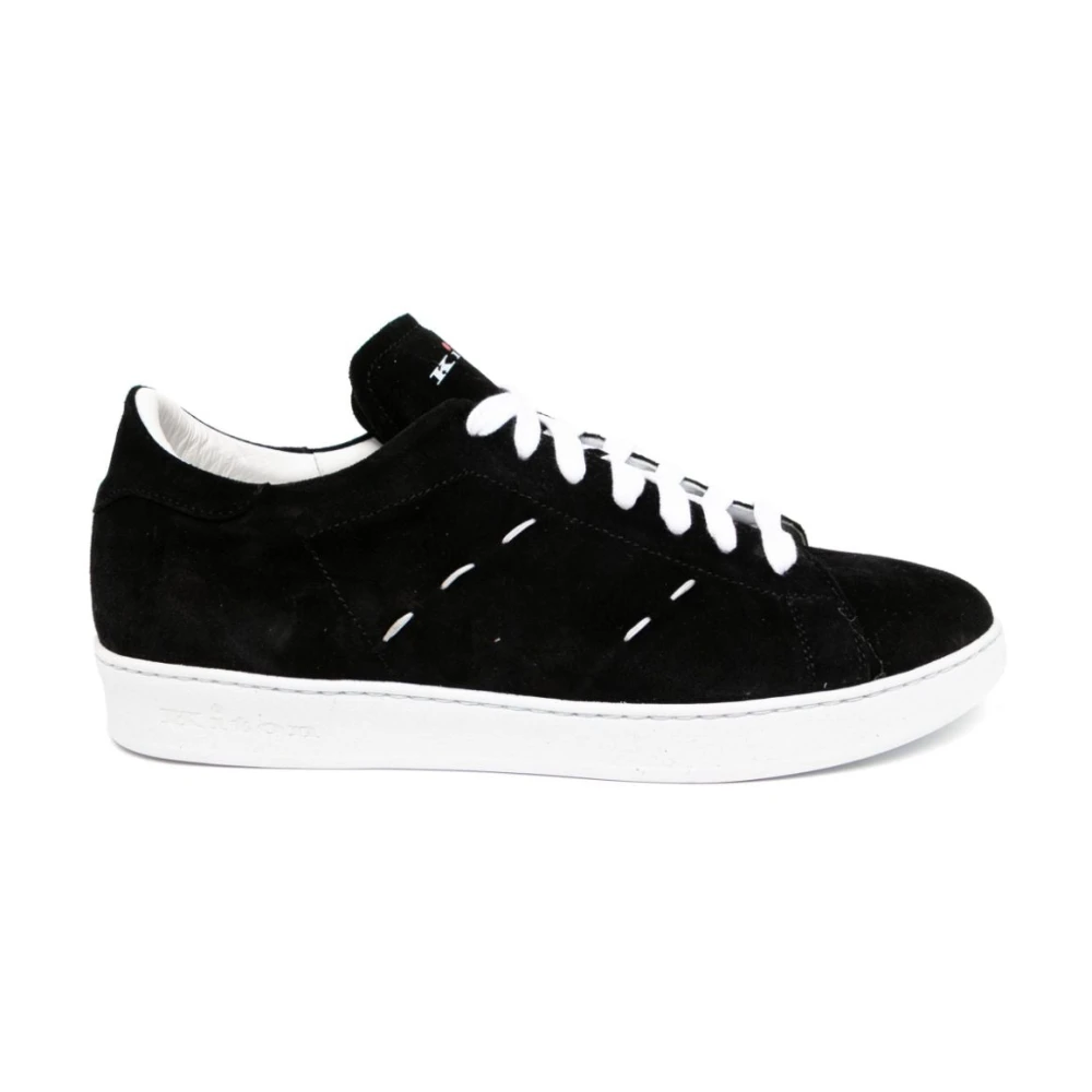 Kiton Gestikte Leren Sneakers Heren Schoenen Zwart