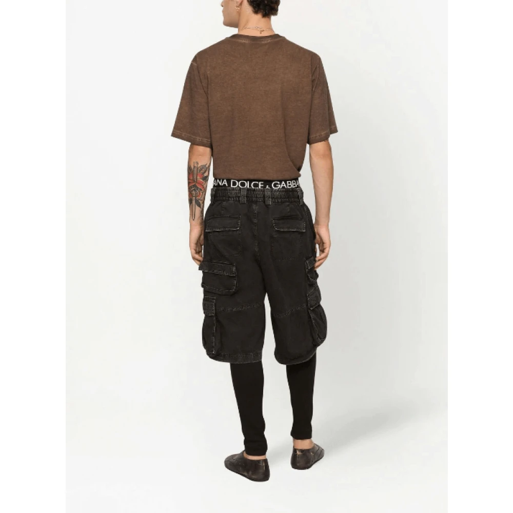 Dolce & Gabbana Rookzwarte Cargo Denim Shorts Black Heren