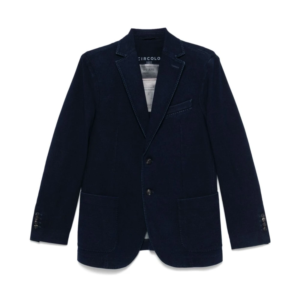 Circolo 1901 Blauwe Katoenen Blazer Heren Buitenkleding Blue Heren