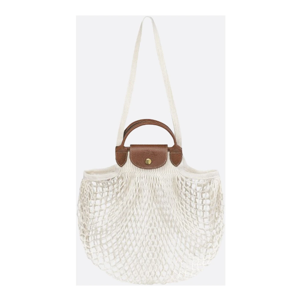 Longchamp Stijlvolle Ecru Leren Handtas Beige Dames