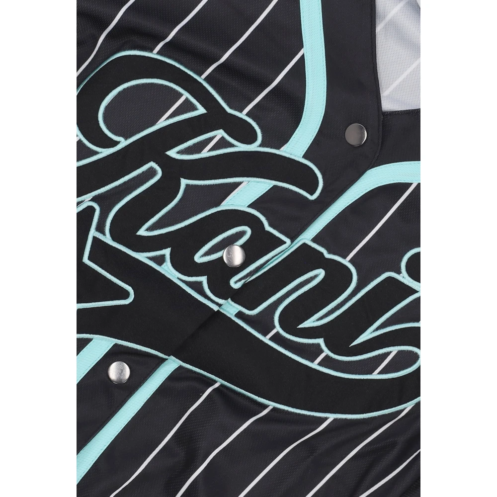 Karl Kani Heren Pinstriped Baseball Shirt met Logo Black Heren