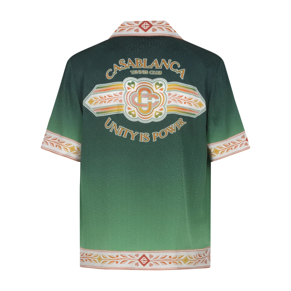 Casablanca Cuban Collar Korte Mouw Shirt Green Heren
