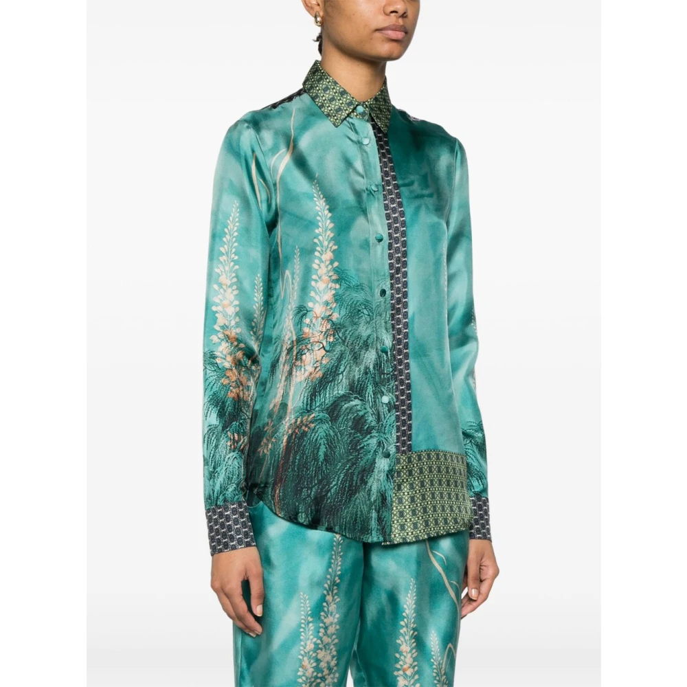 Pierre-Louis Mascia Blauwe Knopen Shirt met Grafische Print Blue Dames