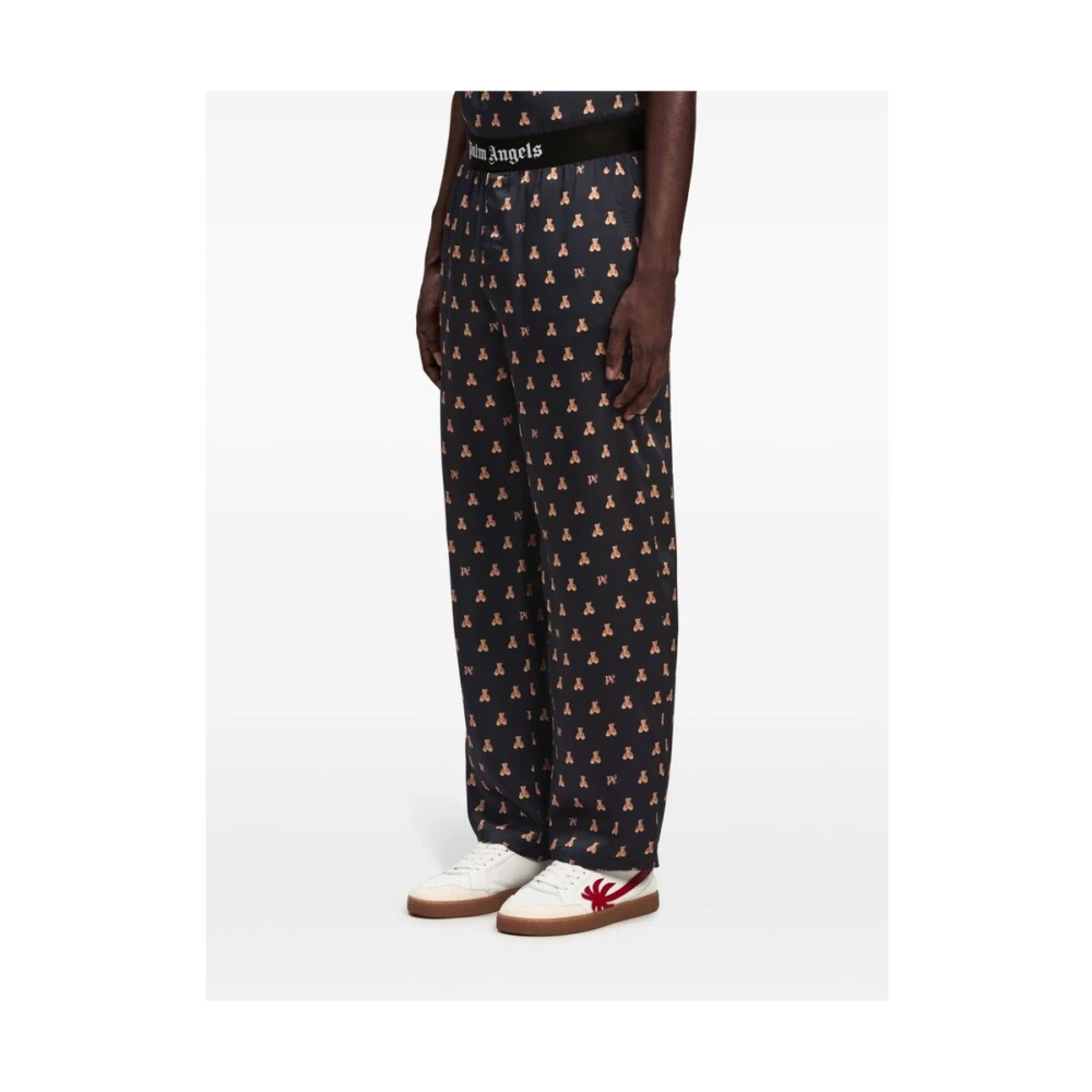 Palm Angels Monogram Patroon Elastische Taille Broek Black Heren
