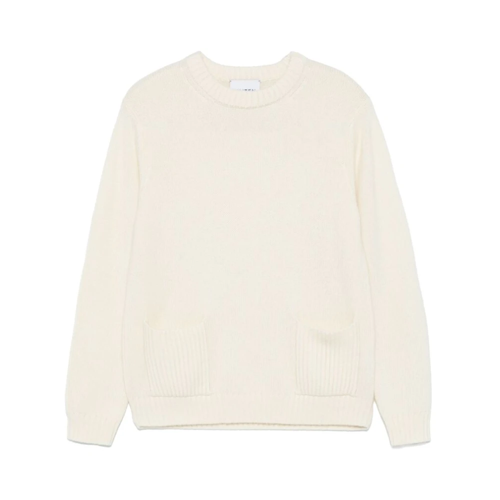 Kujten Witte Kasjmier Gebreide Crew Neck Sweater White Dames